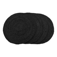 Bombay zestaw 4 czarnych okrągłych podkładek jutowych na stół 38 cm ( Rozmiar: uniwersalny )