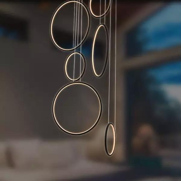Lampa wisząca Ledowe Okręgi No.8 czarny 90cm 4k - obrazek 3