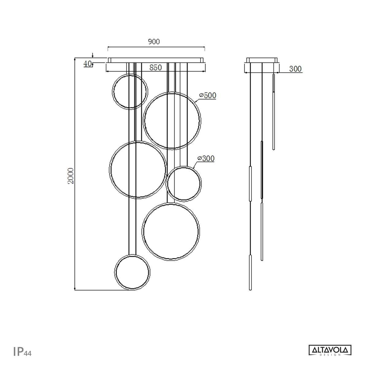 Lampa wisząca Ledowe Okręgi No.8 czarny 90cm 4k - obrazek 7