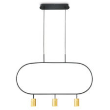 Lampa wisząca 3 punkotwa LED czarno złota Luna 3-GD