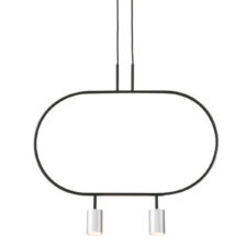 Lampa wisząca 2 punktowa srebrno czarna Luna 2-SL