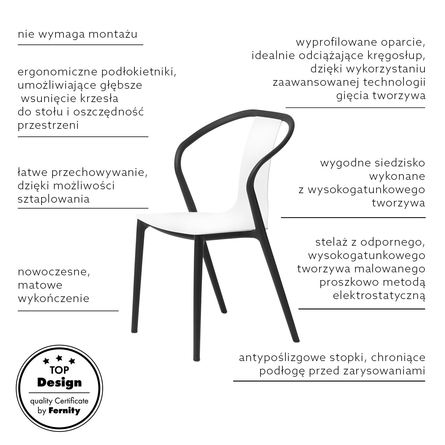 Krzesło Bella czarne/białe ( Rozmiar: uniwersalny ) - obrazek 12