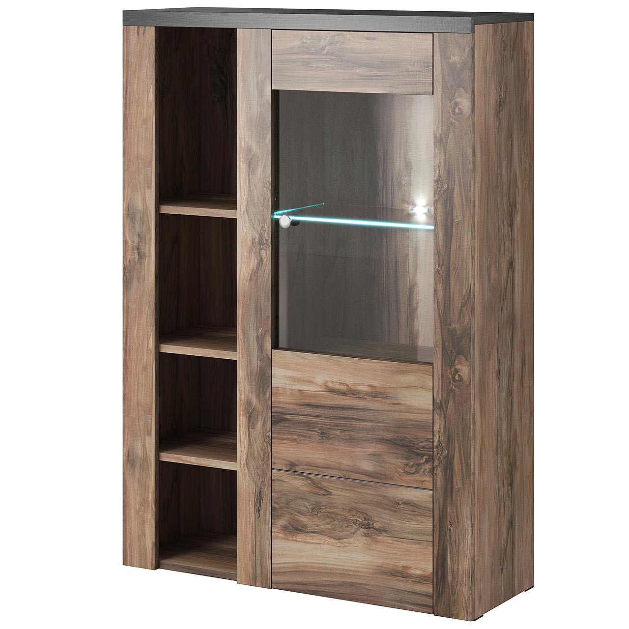 Witryna LORAN LO44 satin nussbaum / touchwood