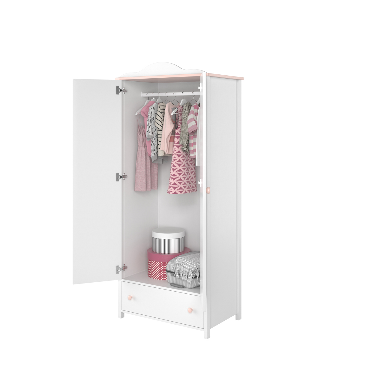 Szafa 2D biały/różowy LUNA LN01 - obrazek 4