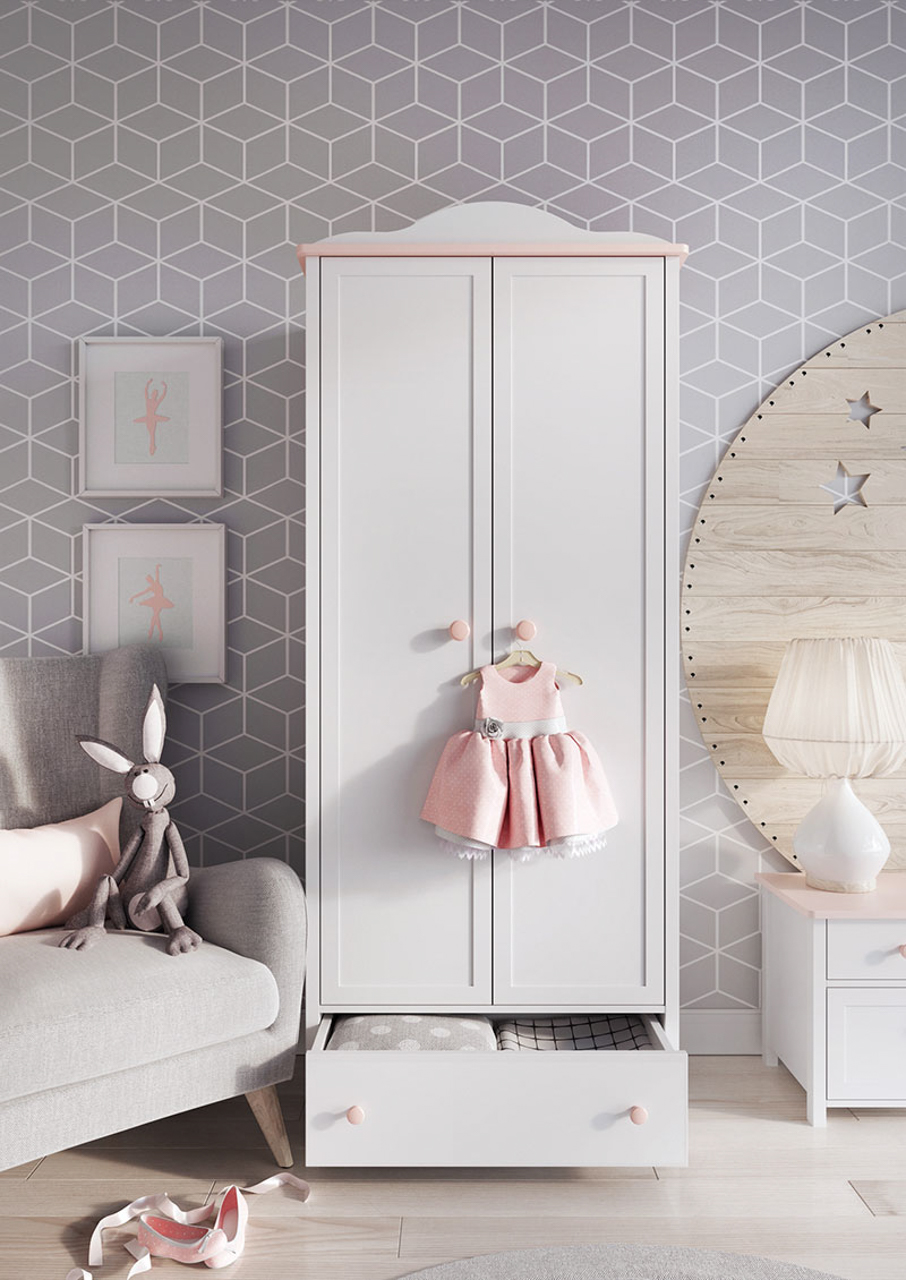 Szafa 2D biały/różowy LUNA LN01 - obrazek 7