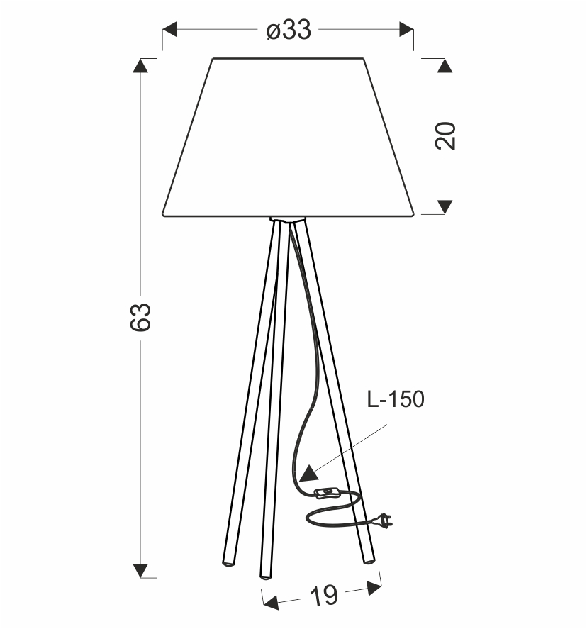 TINCO lampa stołowwa czarny 1x40W E27 abażur szary - obrazek 3