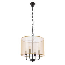 PACIFICA lampa wisząca czarny 4x40W E14 abażur złoty