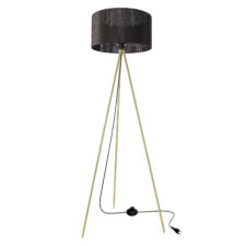 MOSSI lampa podłogowa złoty 1x40W E27 abażur czarny