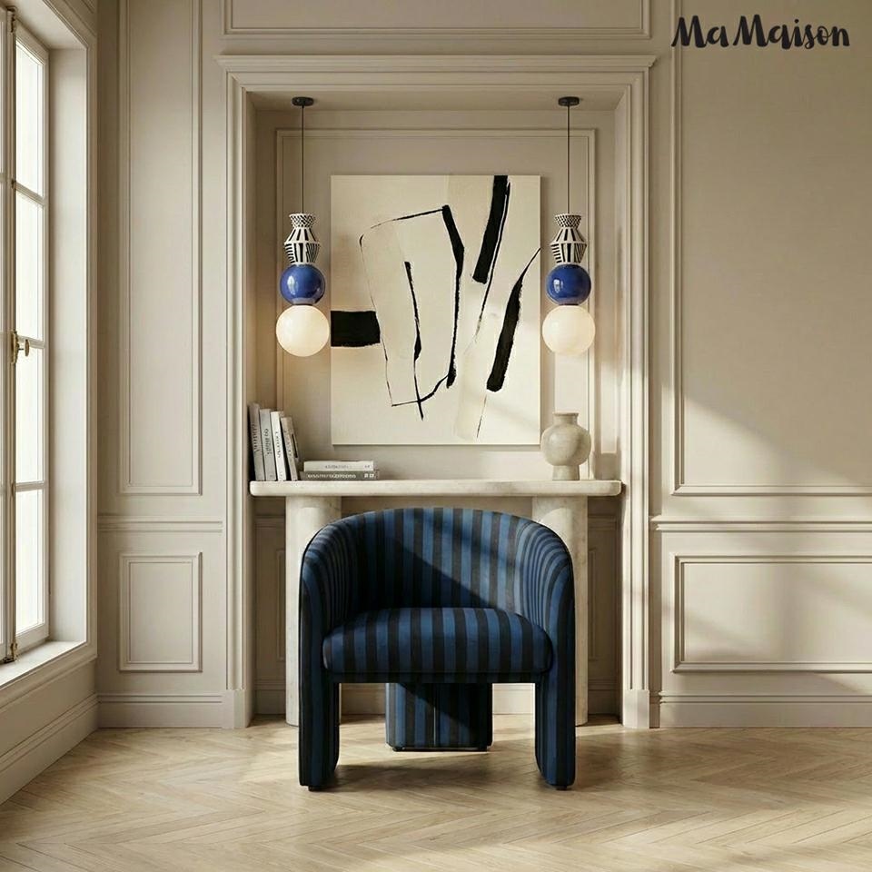 MaMaison fotel JOLIE niebieski / czarny - obrazek 7