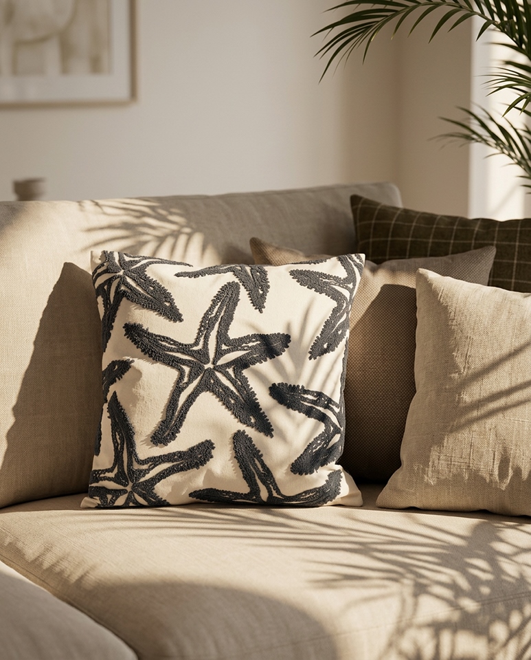 Poduszka dekoracyjna SHP STARFISH beżowa / szara - obrazek 4