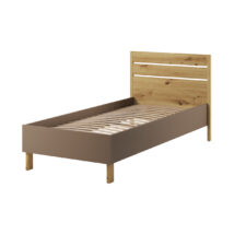 Łóżko 90 ze stelażem dąb artisan/beż/truflowy LENNY LY10