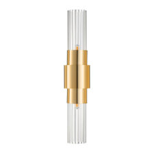 Lampa ścienna GLOW 46 cm - kinkiet złoty, szkło ryflowane