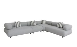 MaMaison sofa narożna ogrodowa ALEXANDER 4 szara (poduszki i pokrowiec w zestawie)