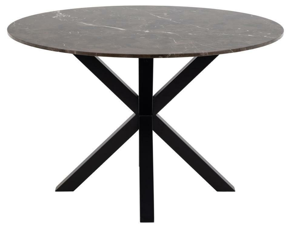 Stół okrągły Heaven Actona marmurowy brązowy z czarną metalową podstawą 120 cm nierozkładany - obrazek 3