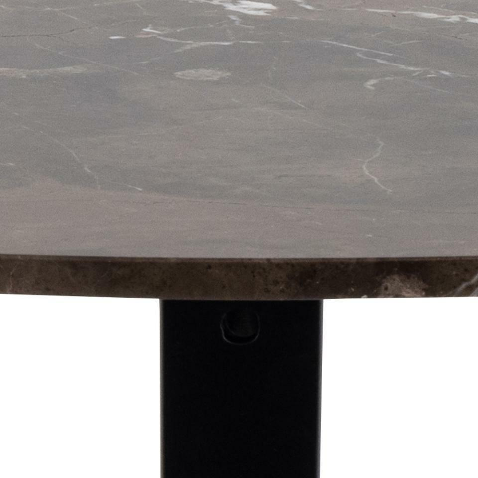 Stół okrągły Heaven Actona marmurowy brązowy z czarną metalową podstawą 120 cm nierozkładany - obrazek 4