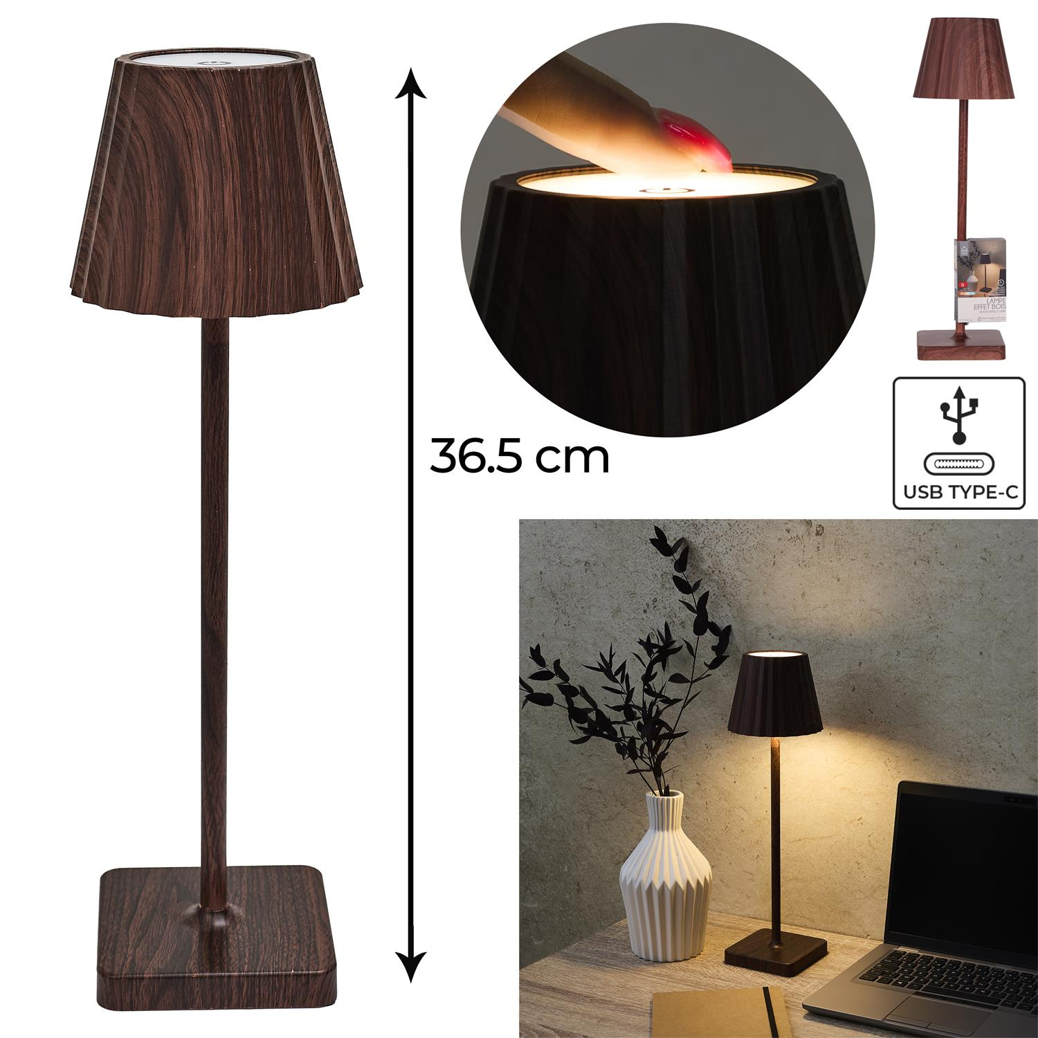Lampka nocna Blanca LED dotykowa brązowa do sypialni ze ściemniaczem - obrazek 8