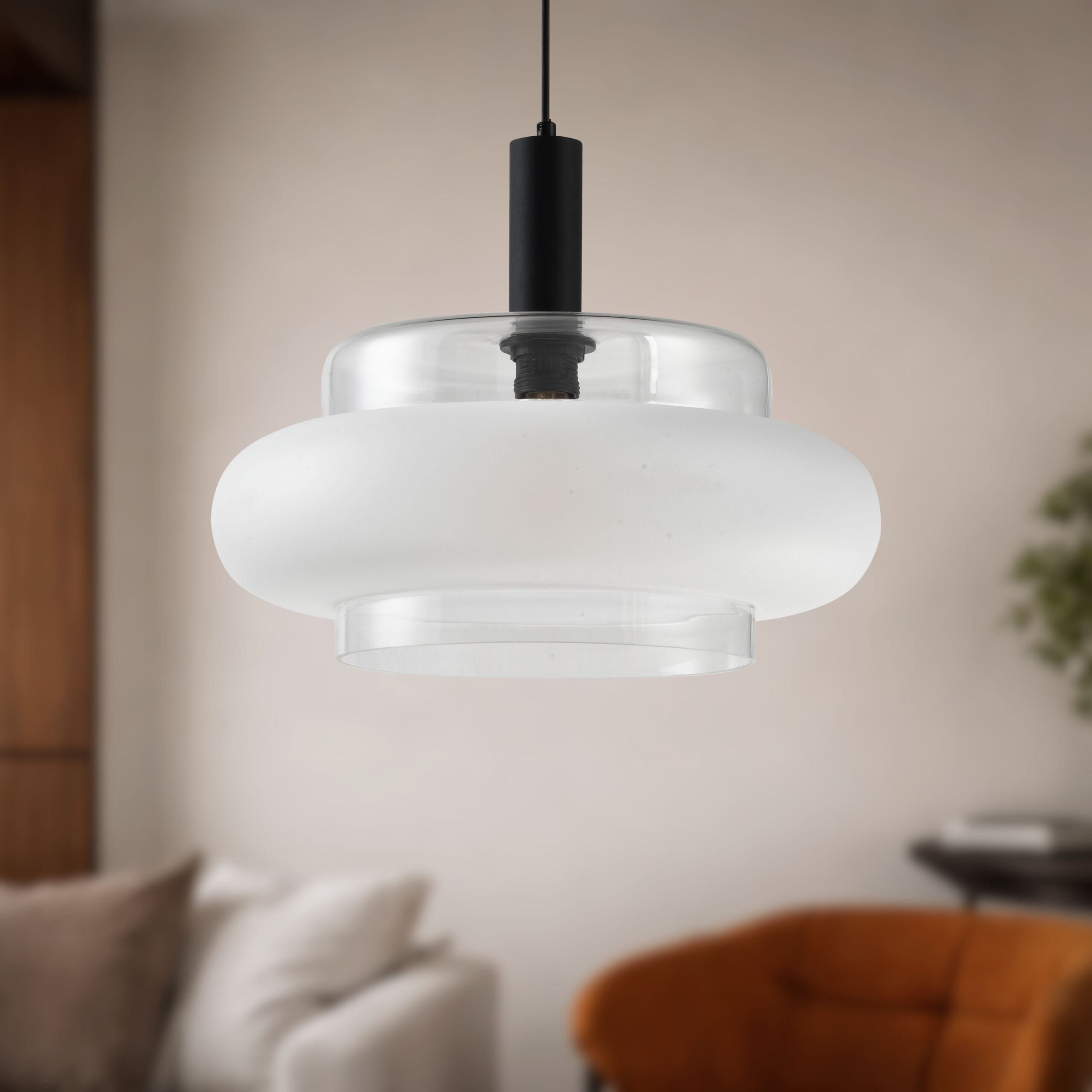 BRIZI lampa wisząca czarny 1x40W E27 klosz mrożony - obrazek 3
