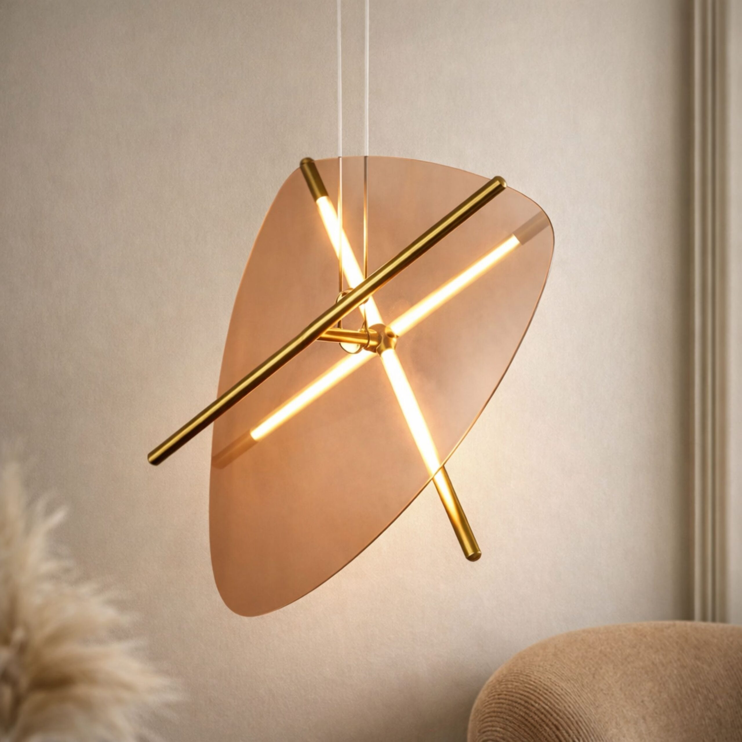 RELAX lampa wiszaca mosiężny 15W LED 3000K klosz bursztynowy - obrazek 3
