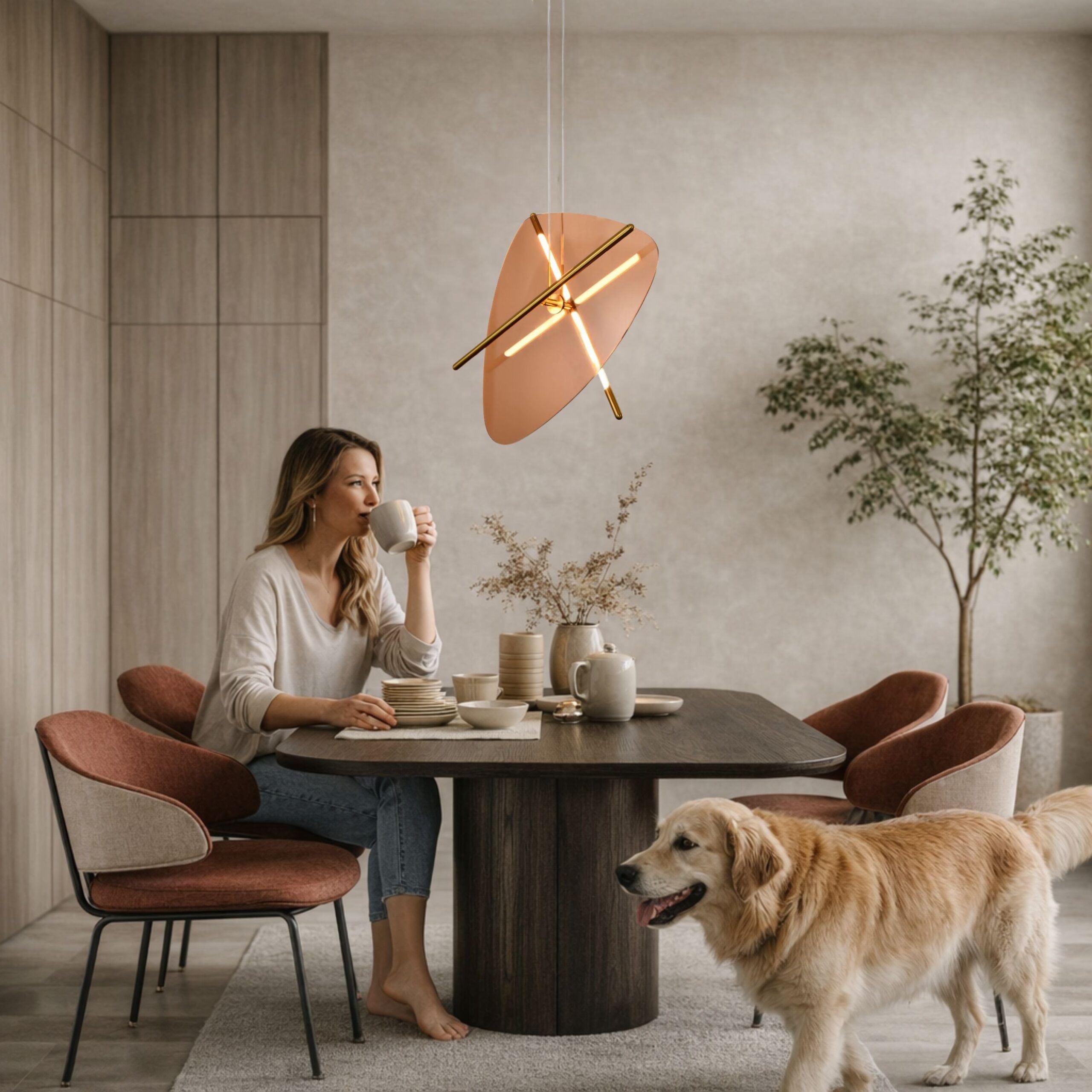 RELAX lampa wiszaca mosiężny 15W LED 3000K klosz bursztynowy - obrazek 4