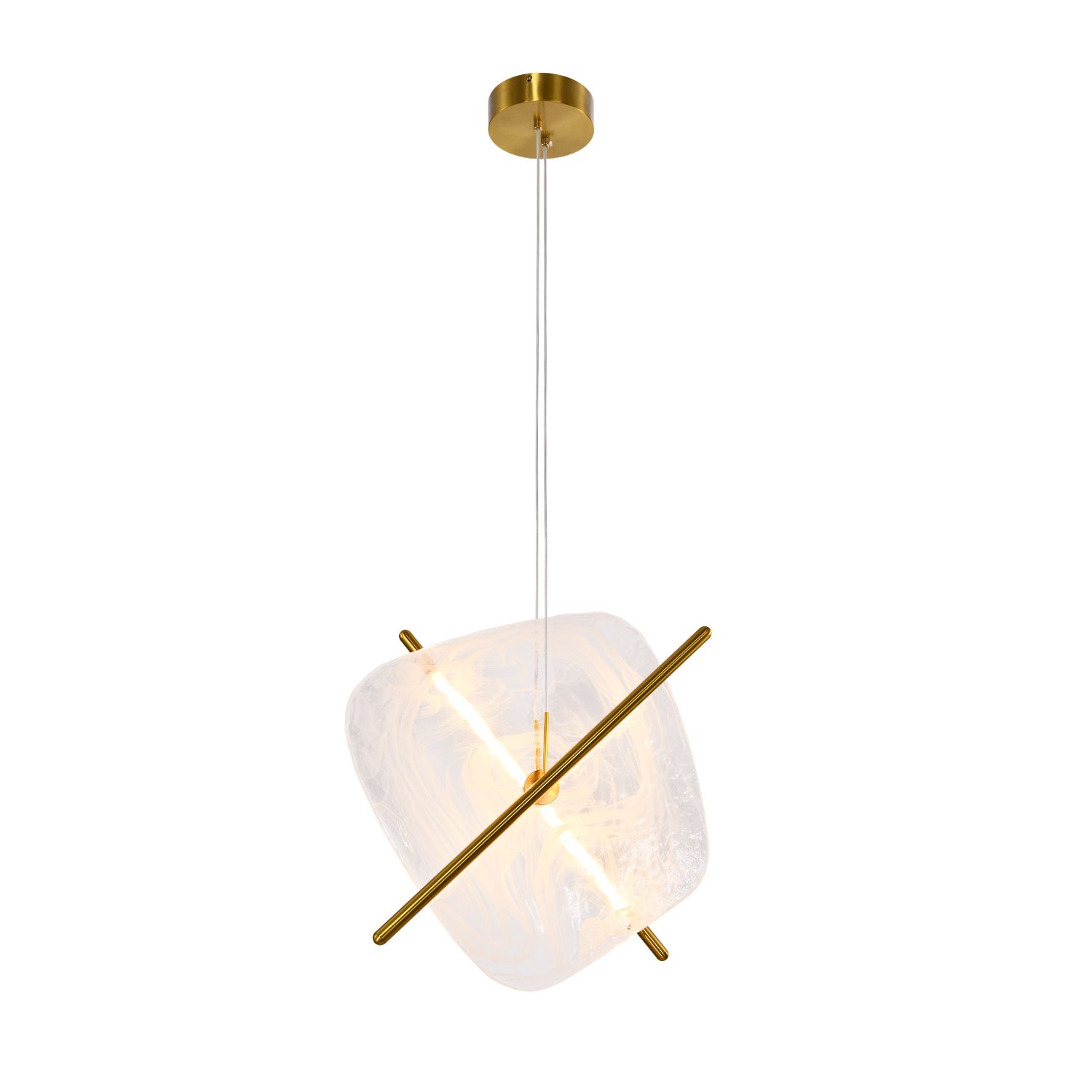 RELAX lampa wiszaca kwadrat brązowy 15W LED 3000K klosz biały