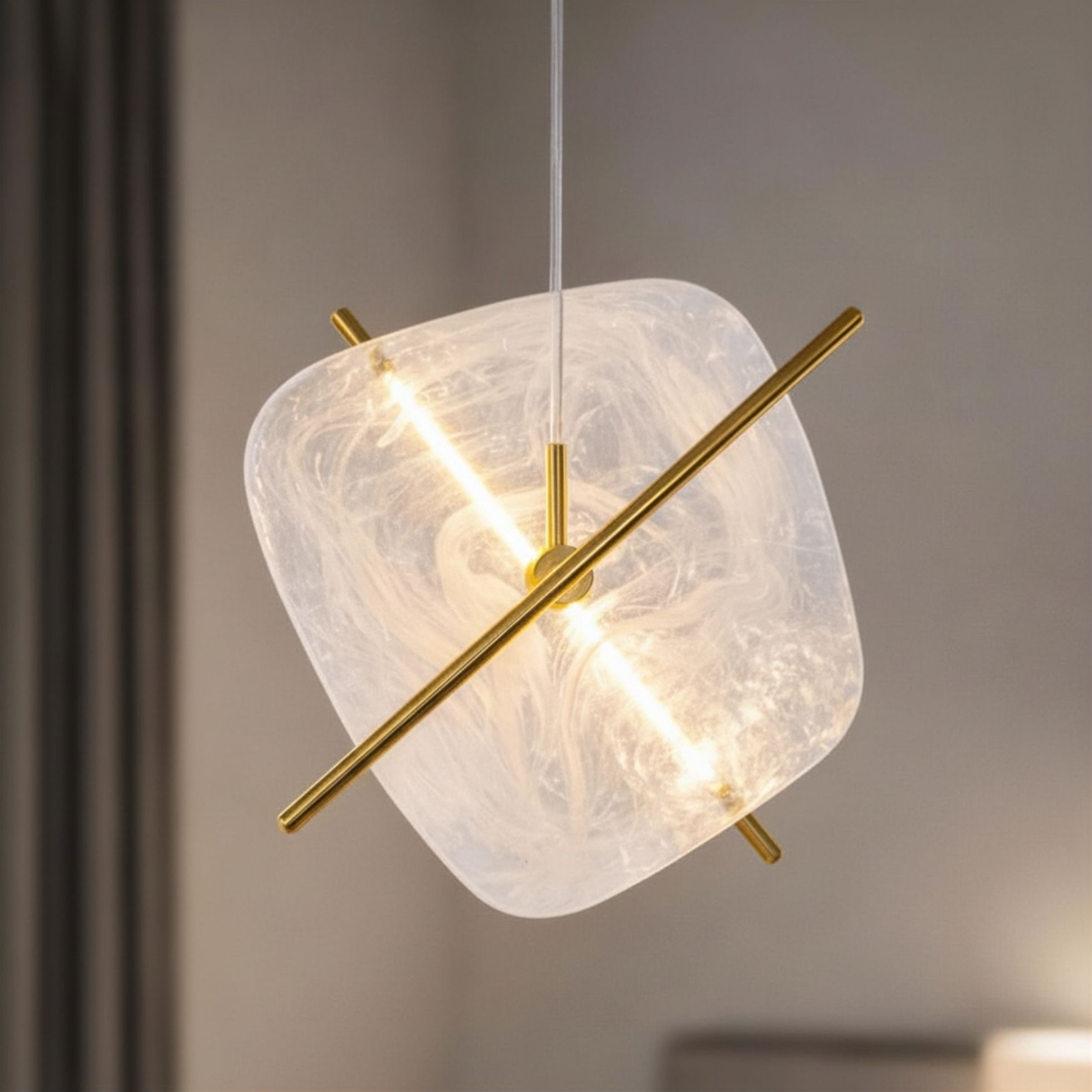 RELAX lampa wiszaca kwadrat brązowy 15W LED 3000K klosz biały - obrazek 3