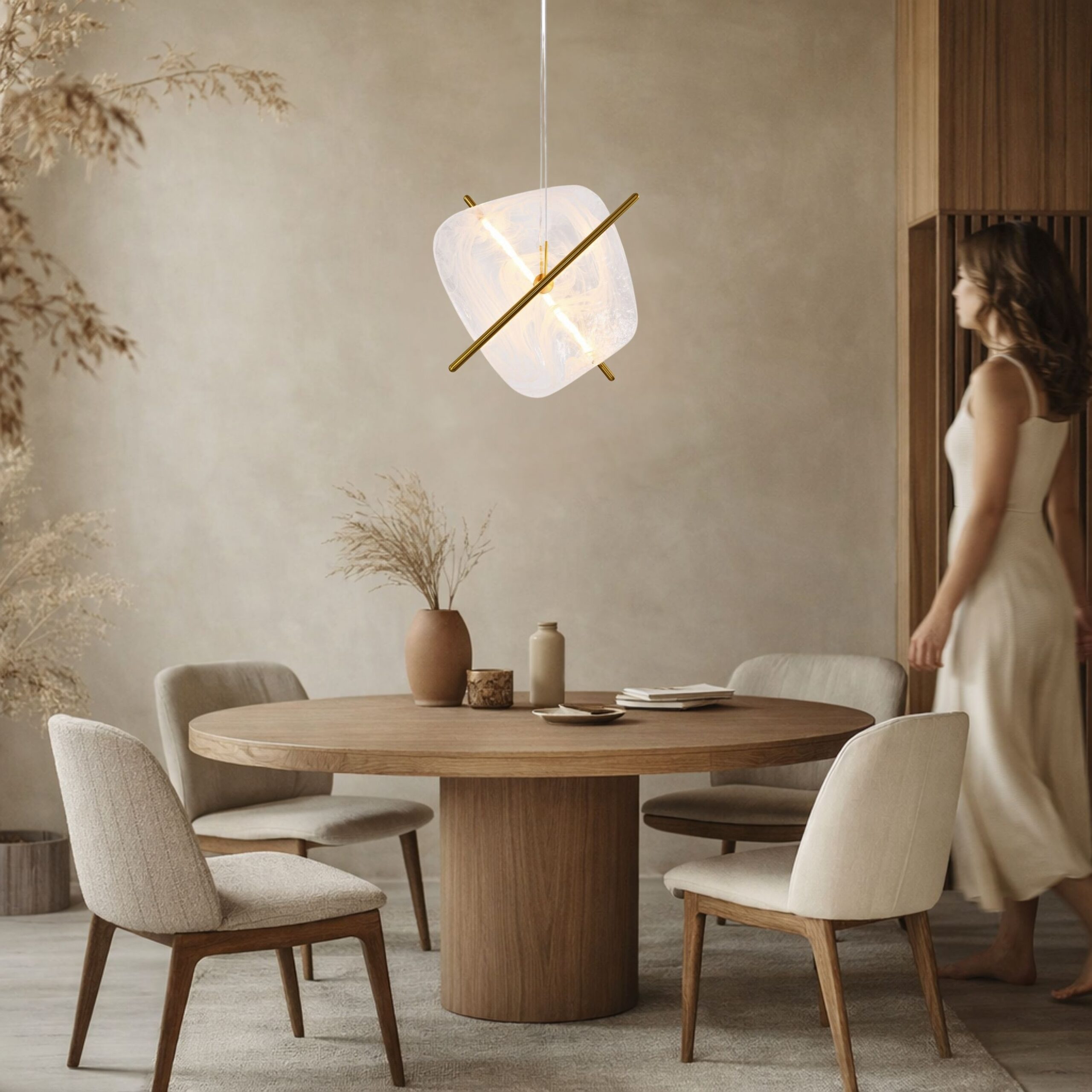 RELAX lampa wiszaca kwadrat brązowy 15W LED 3000K klosz biały - obrazek 4