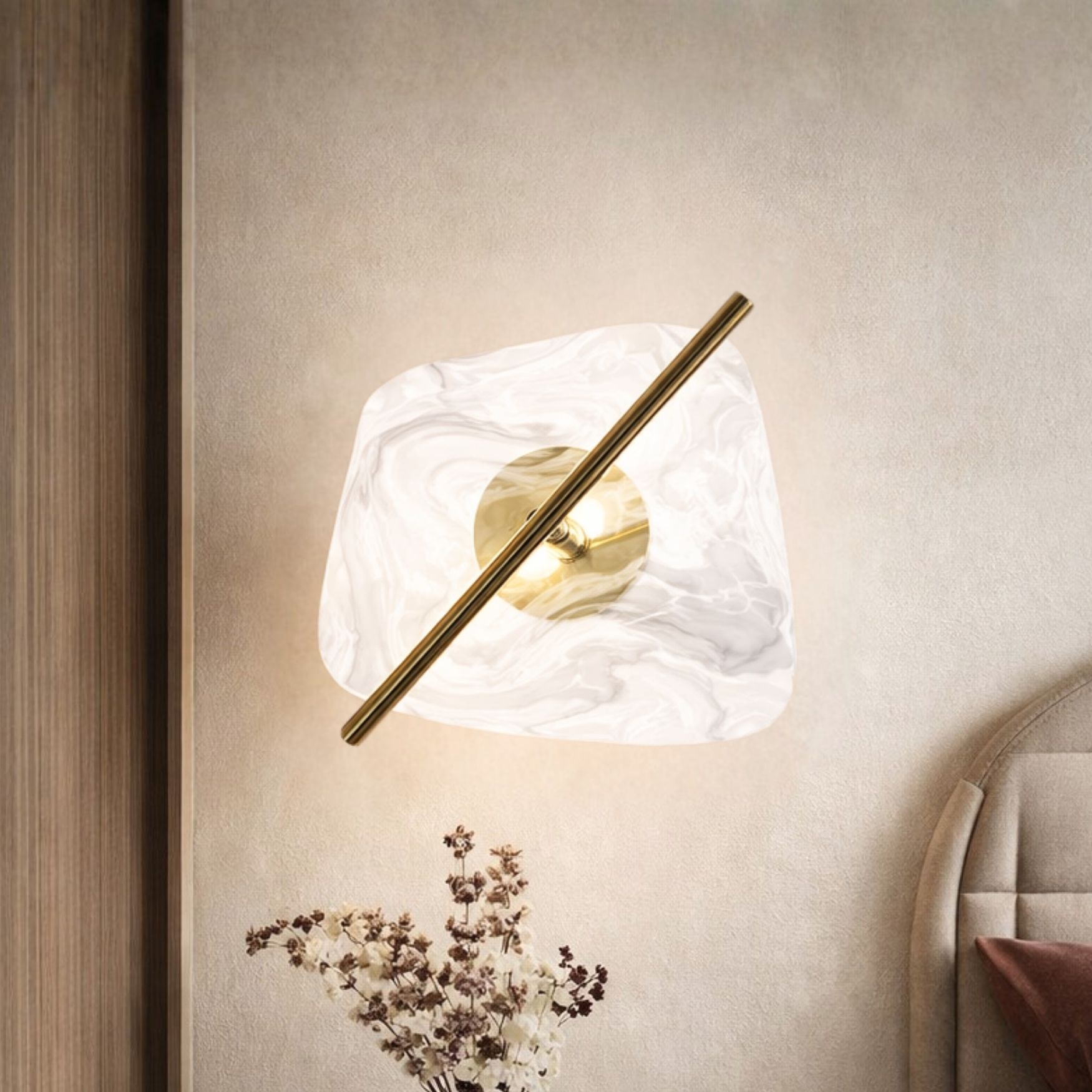 RELAX lampa kinkiet mosiężny 5W LED 3000K klosz biały - obrazek 3