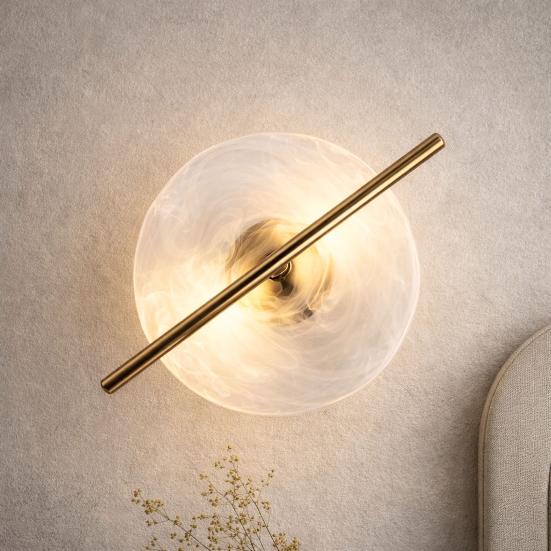 RELAX lampa kinkiet okr. mosiężny 5W LED 3000K klosz biały - obrazek 3