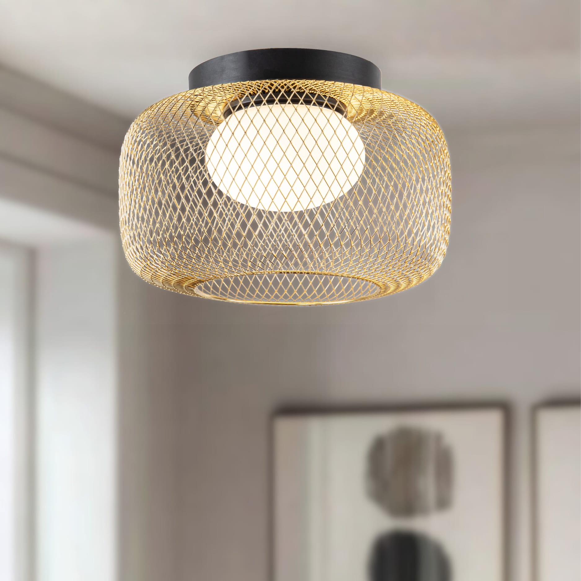 SOPRA 32 lampa sufitowa czarmy 1x10W GX53 klosz złoty+biały - obrazek 3