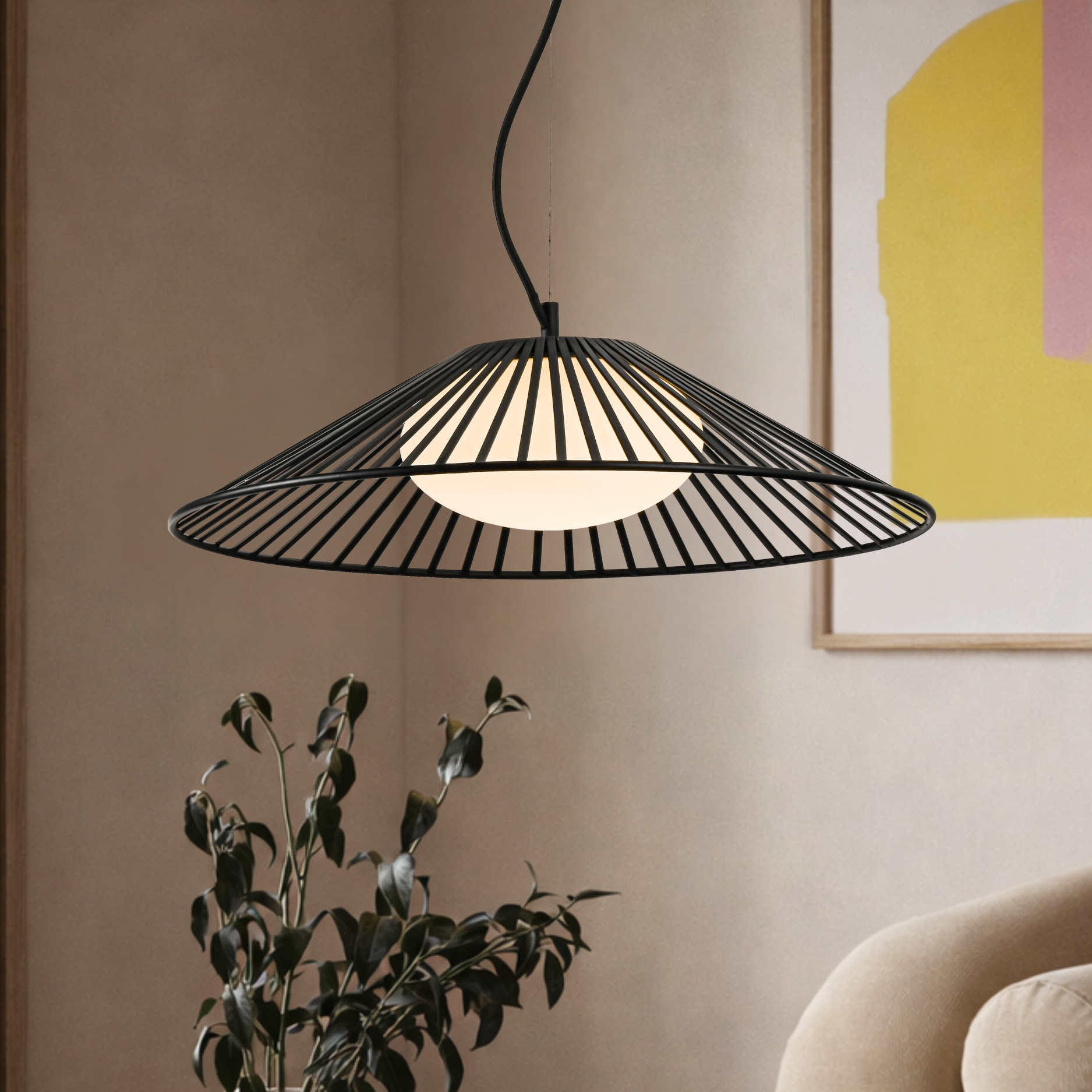 SONTE 50 lampa wisząca czarmy 1x10W GX53 klosz biały - obrazek 3