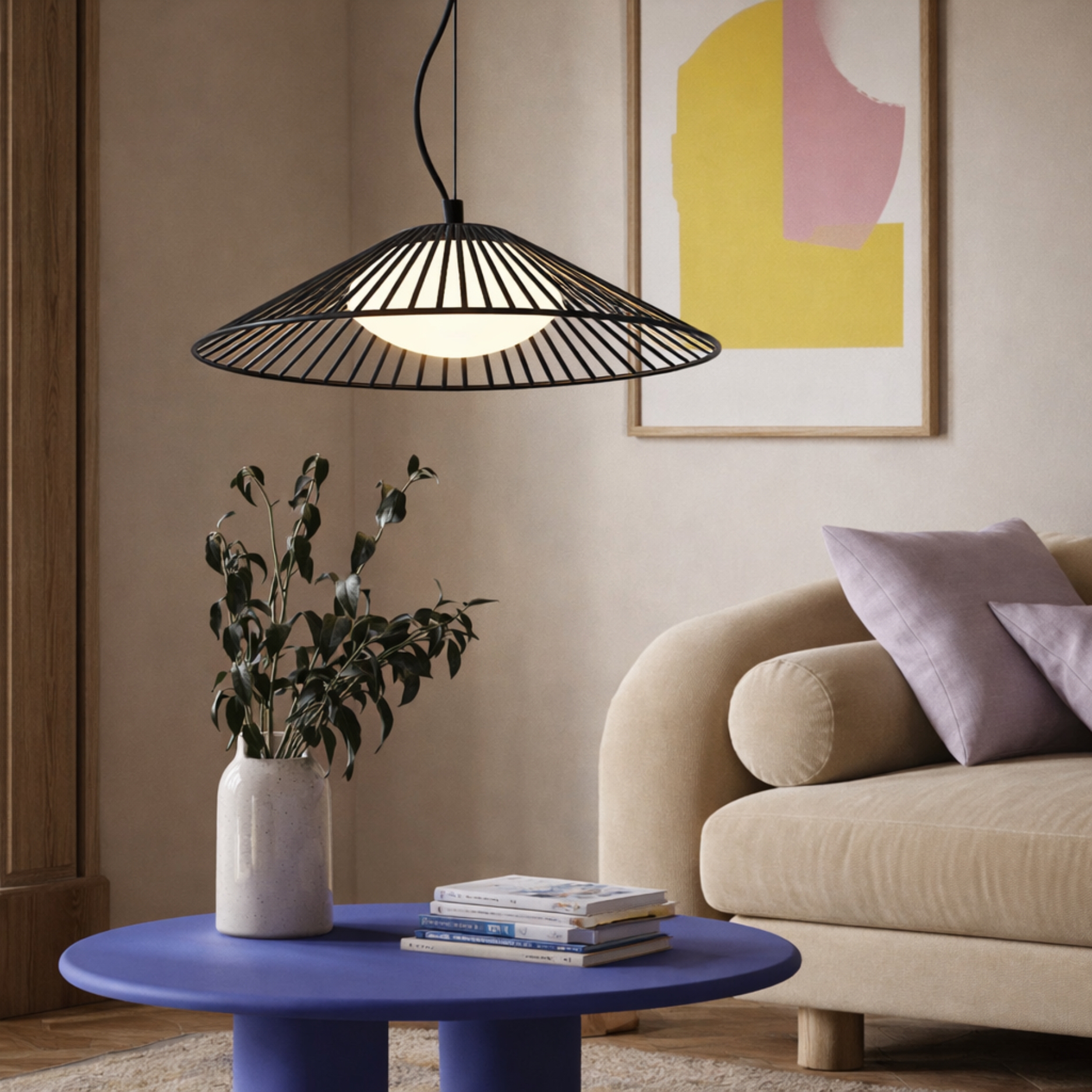 SONTE 50 lampa wisząca czarmy 1x10W GX53 klosz biały - obrazek 4