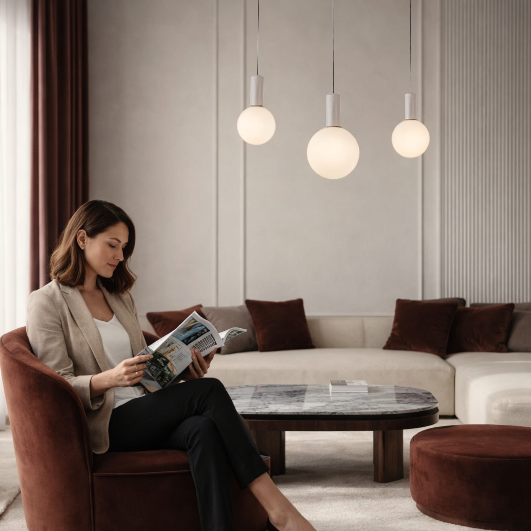 TESTA lampa wisząca beżowy 3x10W G9 klosz biały - obrazek 5