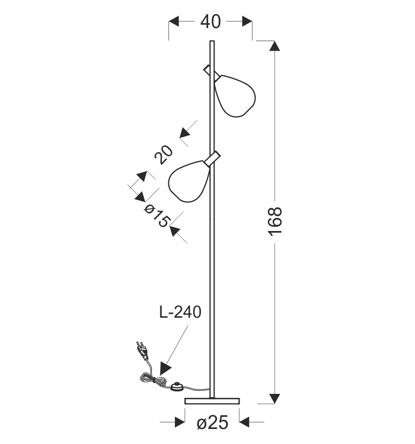 DENSO lampa podłogowa czarny 2x5W G9 klosz dymiony+miedziany - obrazek 4