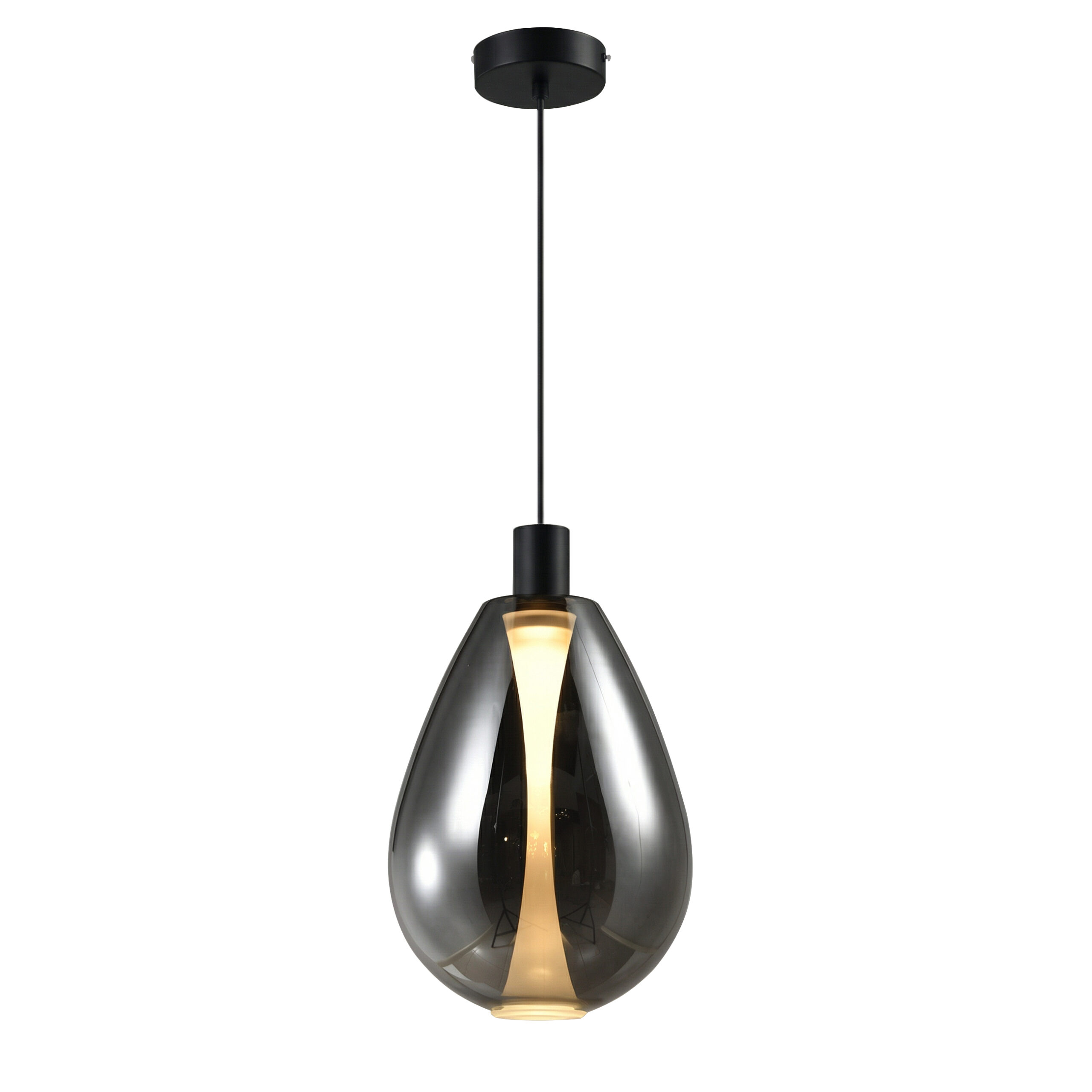 DENSO 30 lampa wisząca czarny 1x10W GU10 klosz dymiony