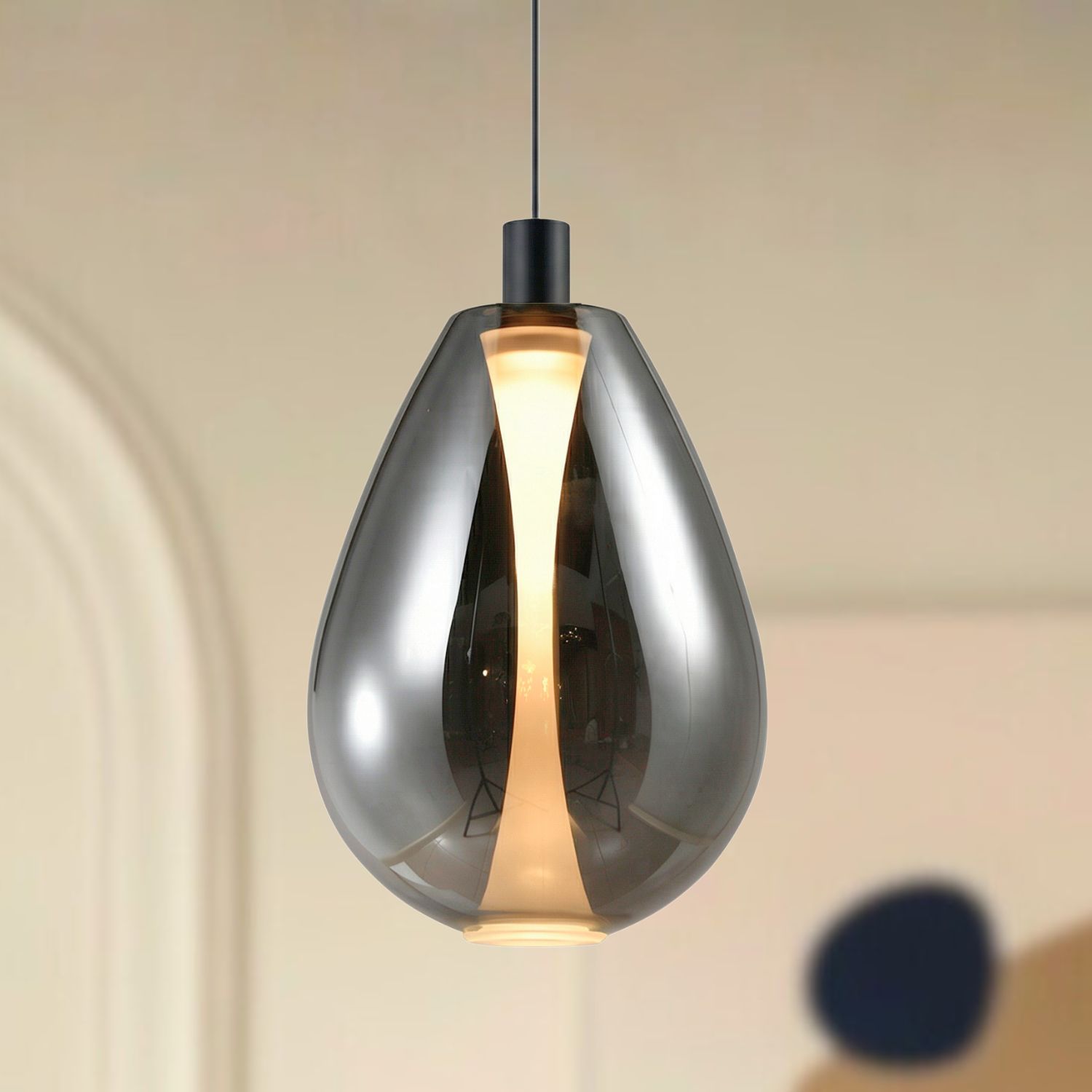 DENSO 30 lampa wisząca czarny 1x10W GU10 klosz dymiony - obrazek 3