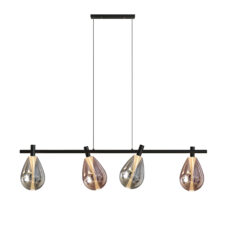 DENSO lampa wisząca czarny 4x5W G9 klosz dymiony+miedziany