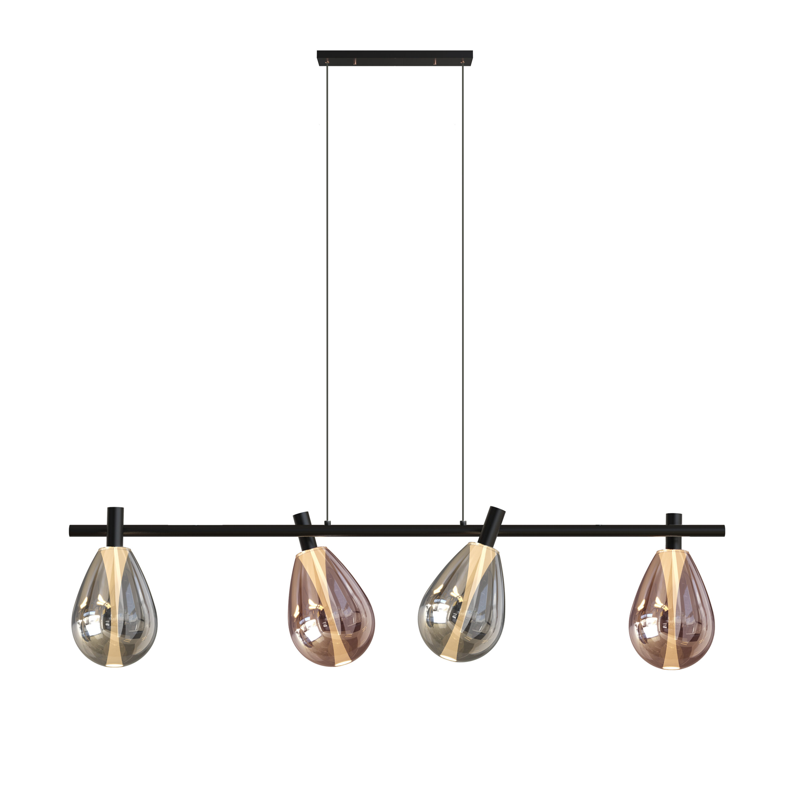 DENSO lampa wisząca czarny 4x5W G9 klosz dymiony+miedziany