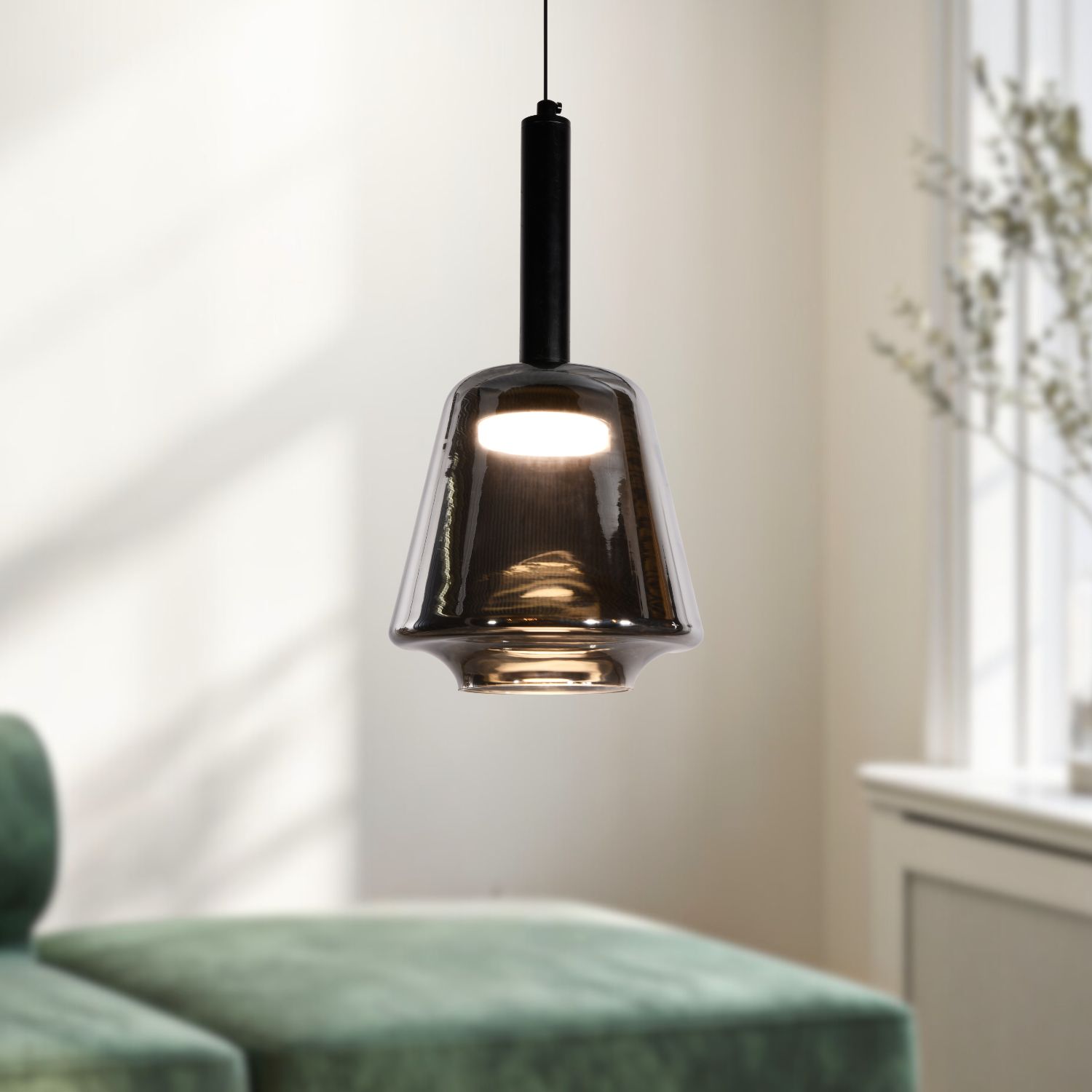 BUENO lampa wisząca czarny 1x9W GX53 klosz bezbarwny+dymiony - obrazek 3