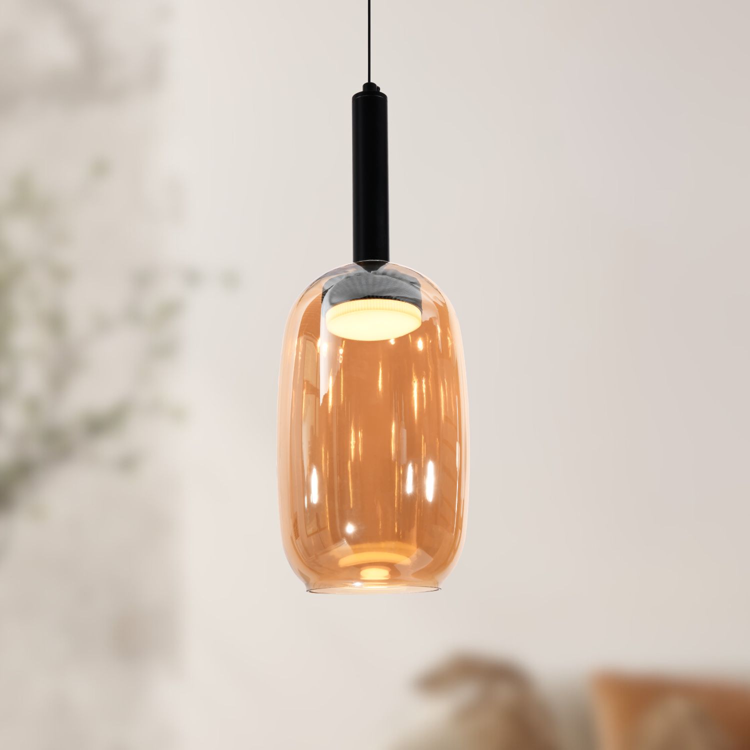 BUENO lampa wisząca czarny 1x9W GX53 klosz bezbarwny+bursztynowy - obrazek 3