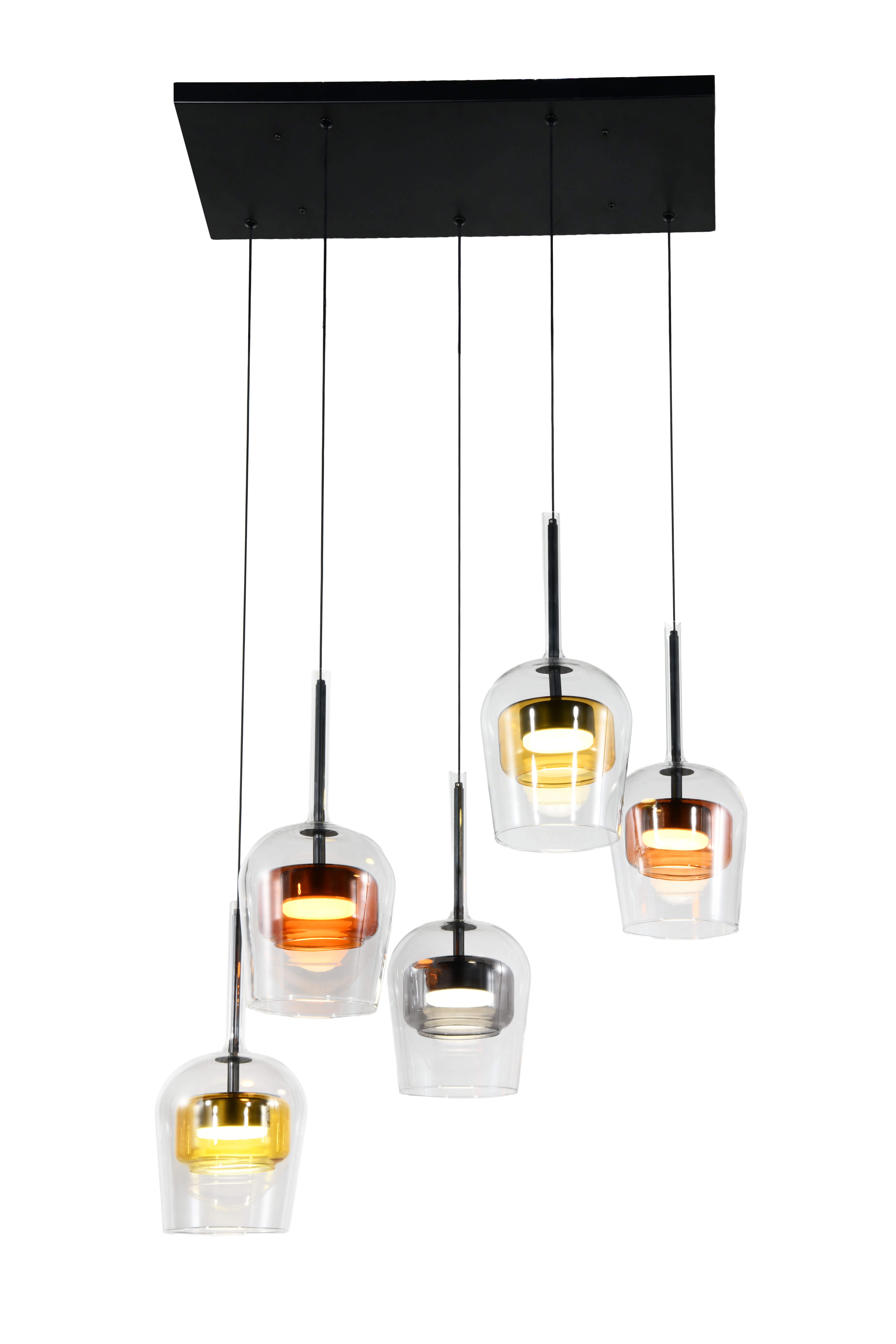 GLAXI lampa wisząca czarny 5x9W GX53 klosz bezb.+dym. br. żółty
