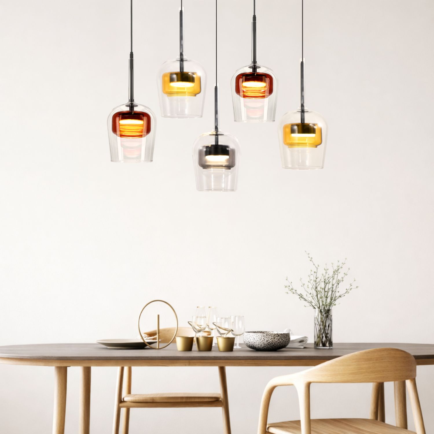 GLAXI lampa wisząca czarny 5x9W GX53 klosz bezb.+dym. br. żółty - obrazek 3