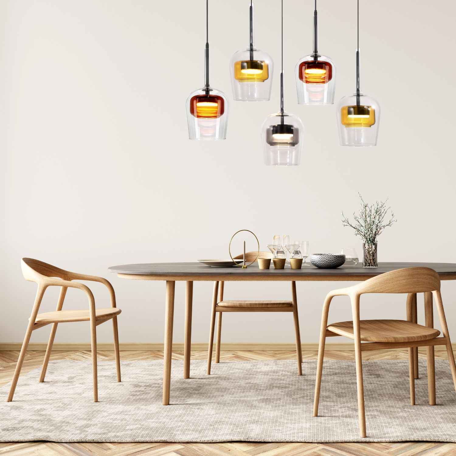 GLAXI lampa wisząca czarny 5x9W GX53 klosz bezb.+dym. br. żółty - obrazek 4
