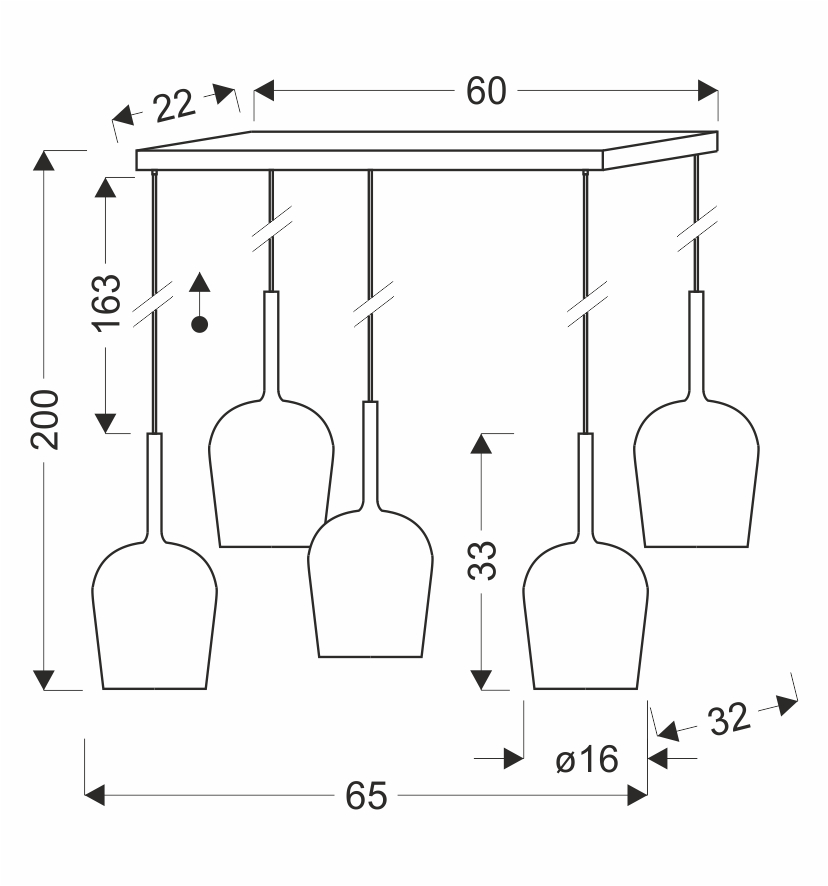 GLAXI lampa wisząca czarny 5x9W GX53 klosz bezb.+dym. br. żółty - obrazek 6