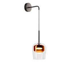 GLAXI lampa kinkiet czarny 1x9W GX53 klosz bezbarwny+brązowy