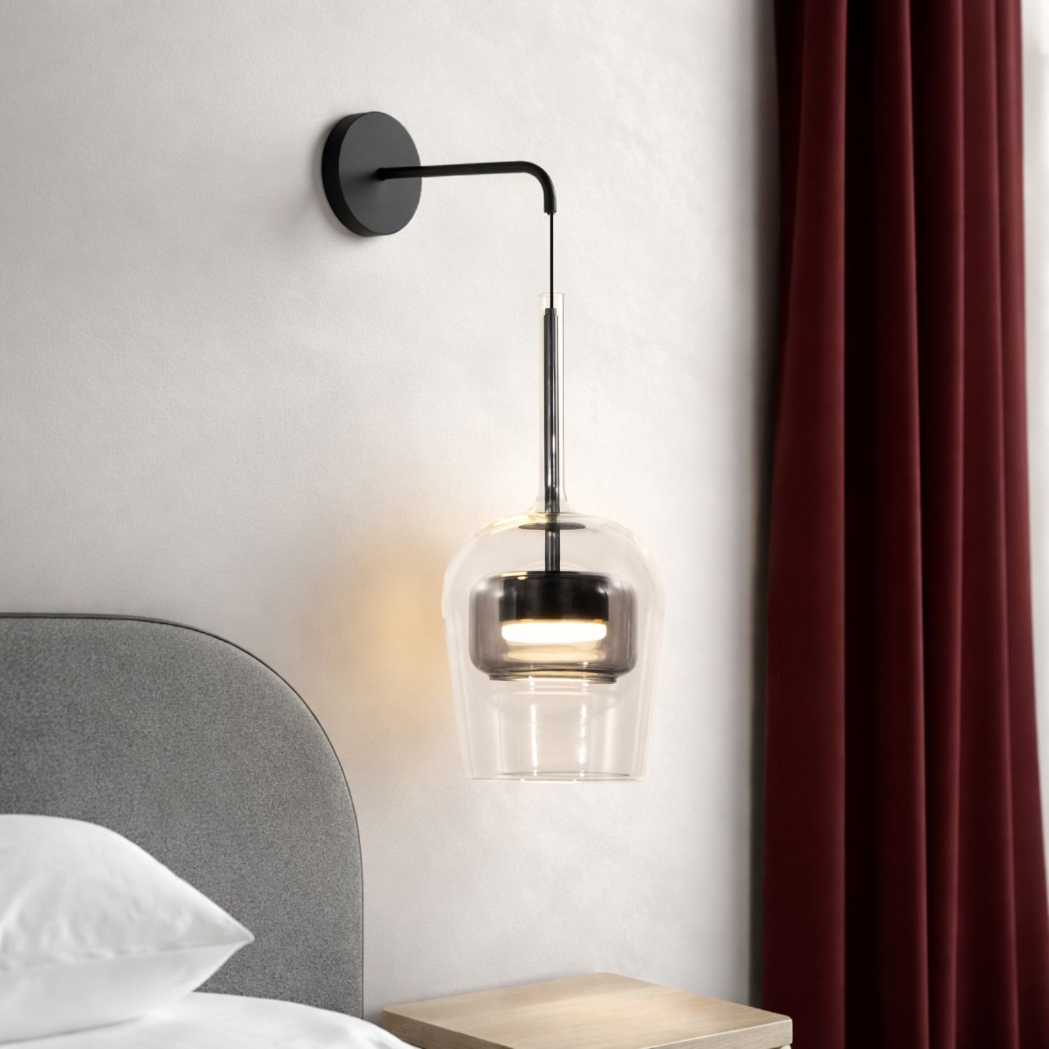 GLAXI lampa kinkiet czarny 1x9W GX53 klosz bezbarwny+dymiony - obrazek 3