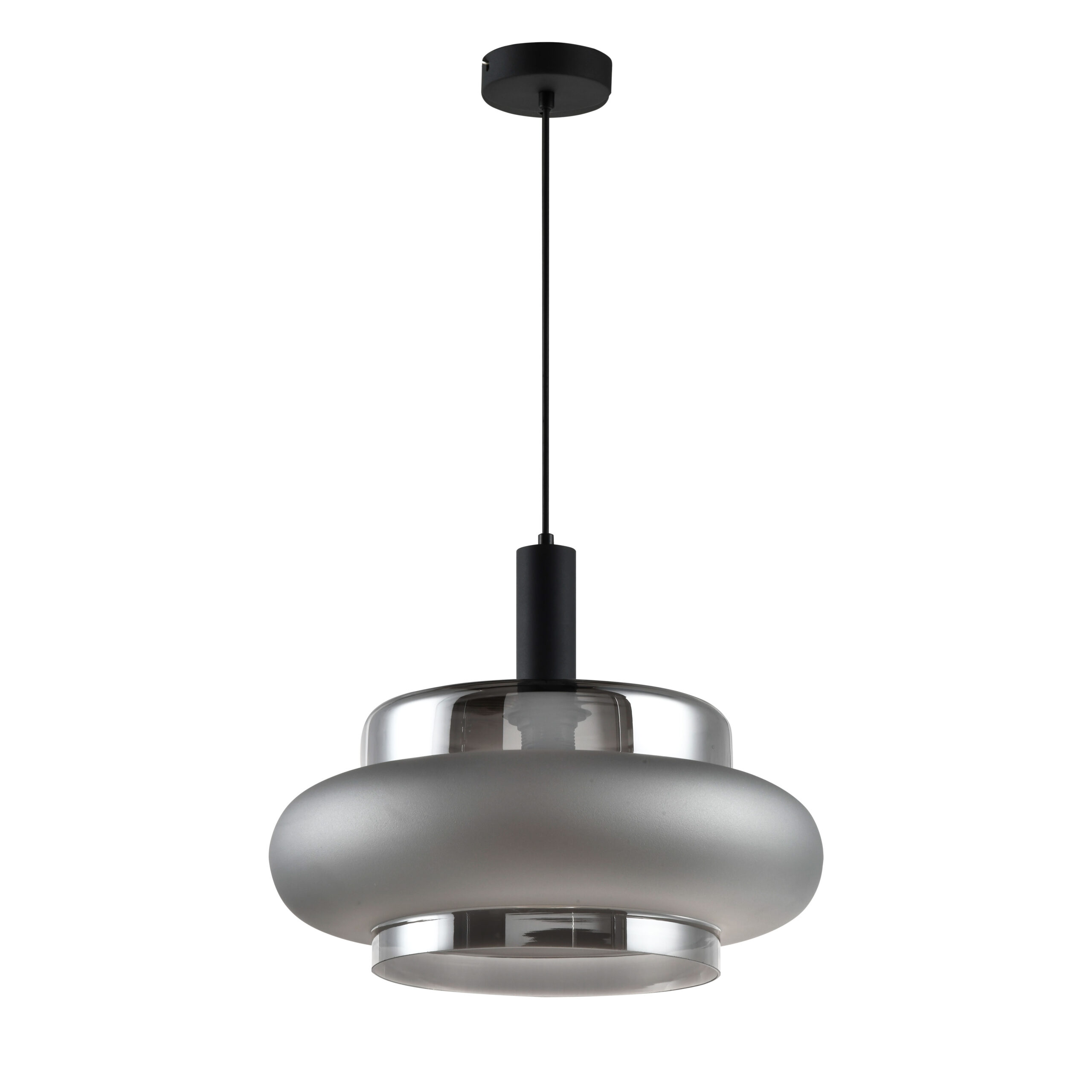 BRIZI lampa wisząca czarny 1x40W E27 klosz dymiony mrożony