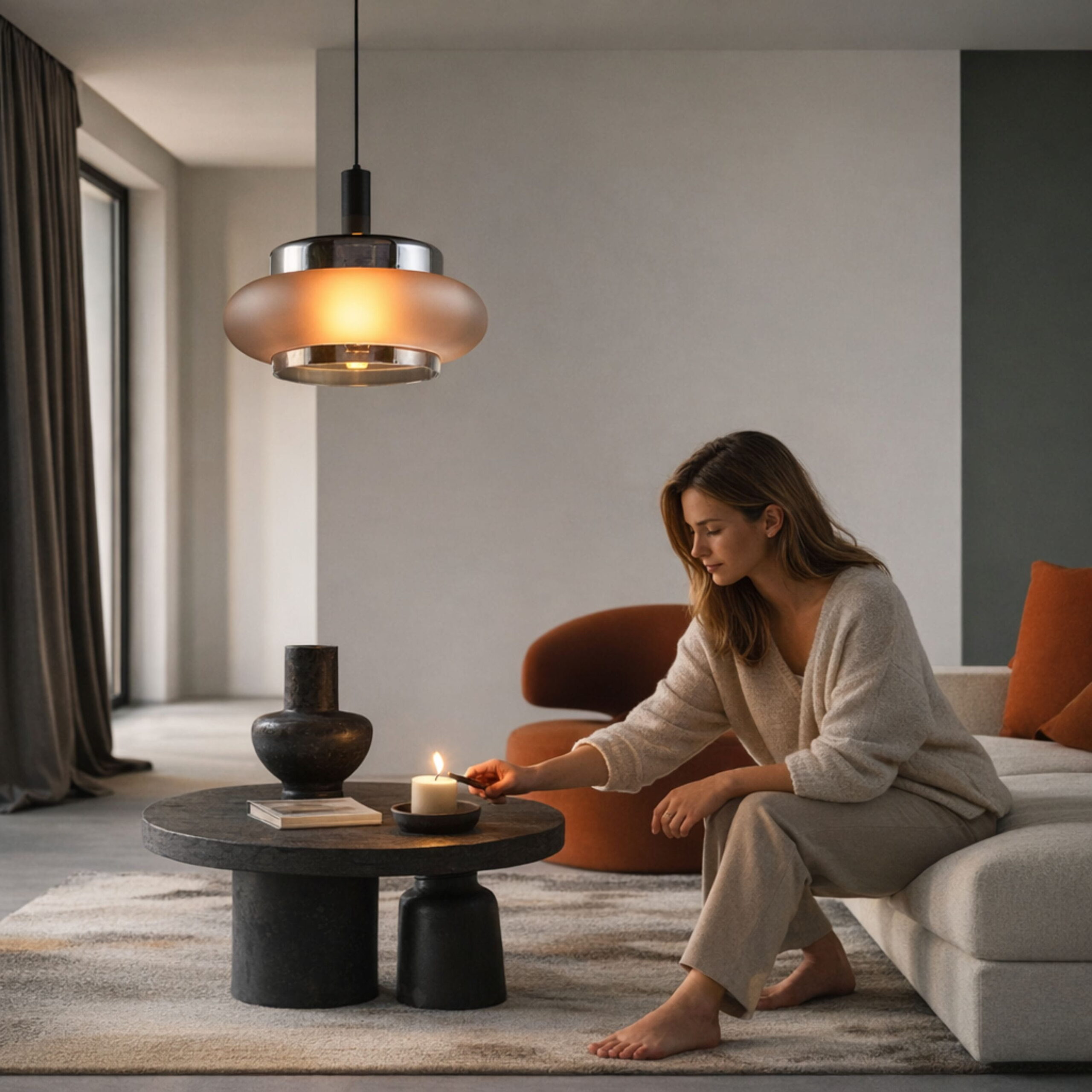 BRIZI lampa wisząca czarny 1x40W E27 klosz dymiony mrożony - obrazek 4