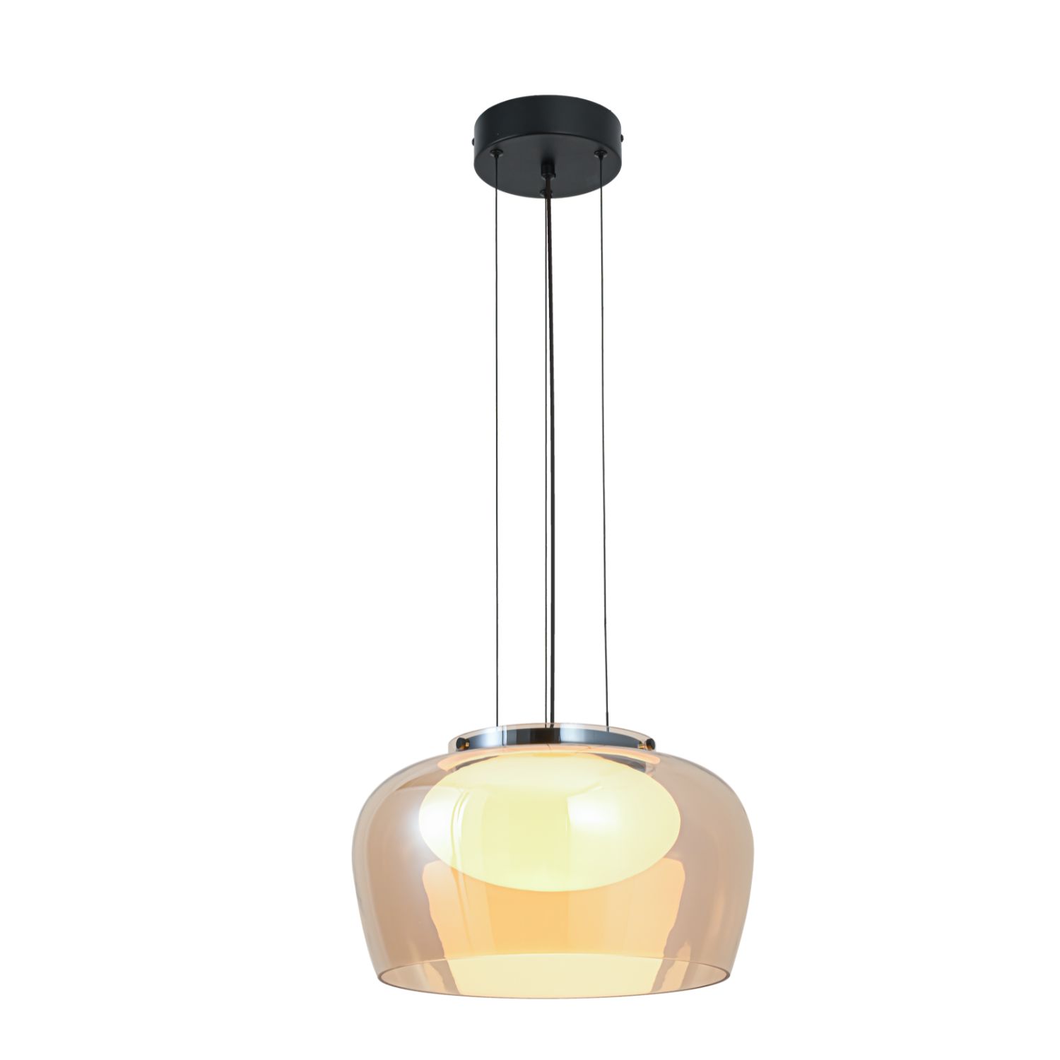 INSIEME 35 lampa wisząca czarny+chromowy 1x10W GX53 klosz bursztynowy+biały