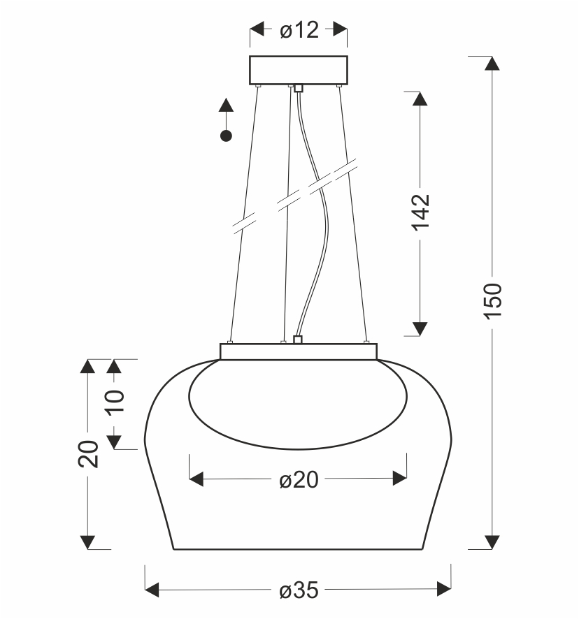 INSIEME 35 lampa wisząca czarny+chromowy 1x10W GX53 klosz bursztynowy+biały - obrazek 5