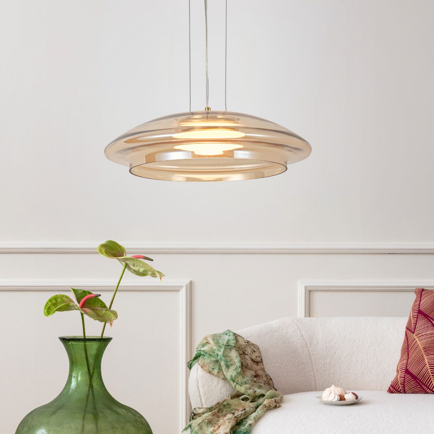 OMBRE 34 lampa wisząca satynowy złoty 1x10W GX53 klosz bursztynowy+biały - obrazek 3